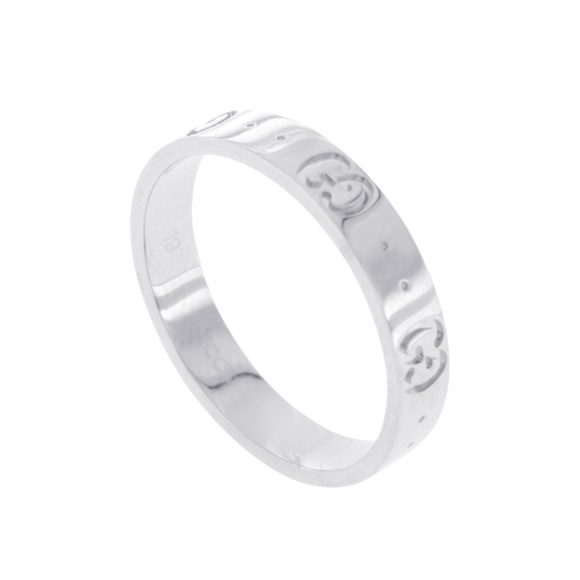Gucci Icon Logo 18k White Gold 6 Mm Wide Ring - Picture 2 of 6